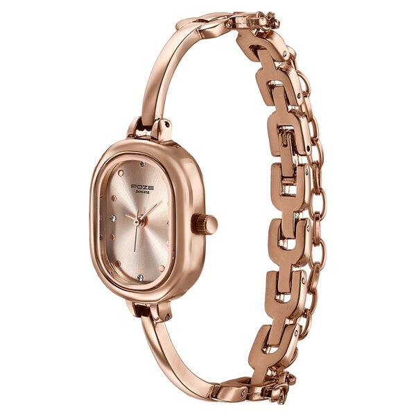 Poze By Sonata Quartz Analog Pink Dial Rose Gold Metal Strap Watch For Women - image number 4