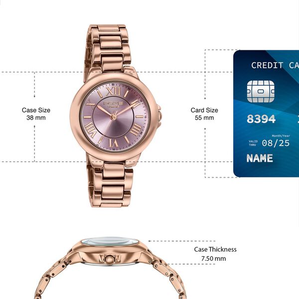Poze By Sonata Quartz Analog Pink Dial Rose Gold Metal Strap Watch For Women - image number 3