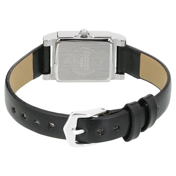 Sonata Essentials Black Dial Women Watch With Leather Strap - image number 3