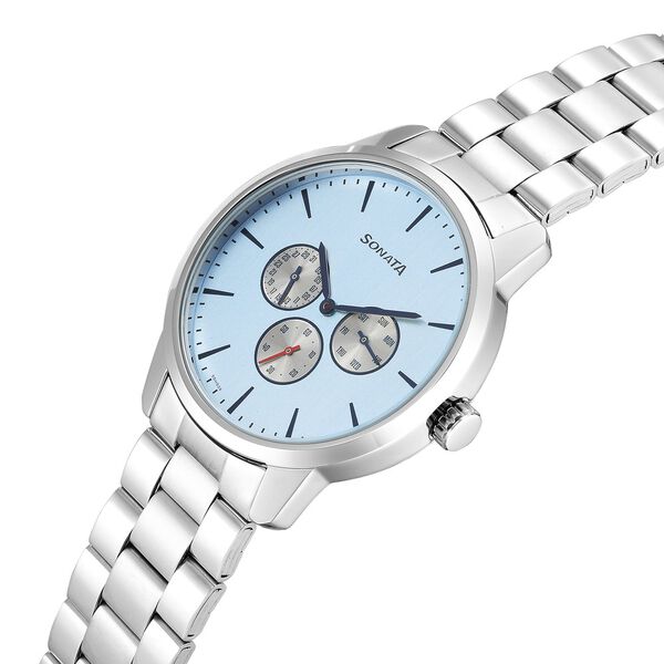 Sonata Quartz Multifunction Blue Dial Stainless Steel Strap Watch for Men - image number 2