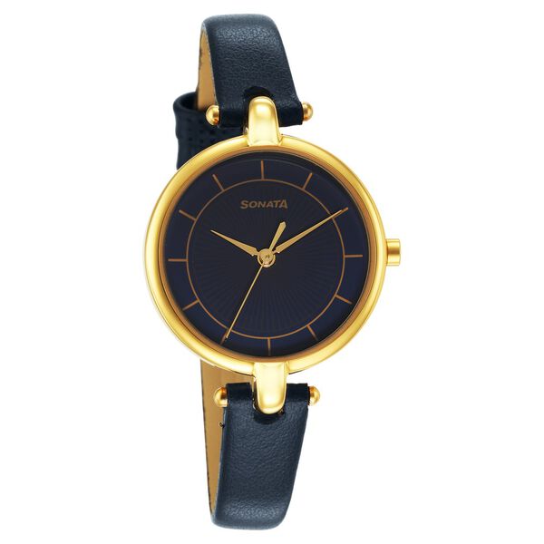 Sonata Gold Edit Blue Dial Women Watch With Leather Strap - image number 0