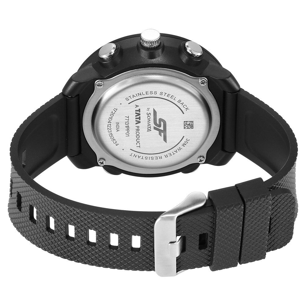 Buy Online SF Zest Quartz Analog Digital Dial Black Polyurethane Strap Watch For Men 77131pp01w Sonata