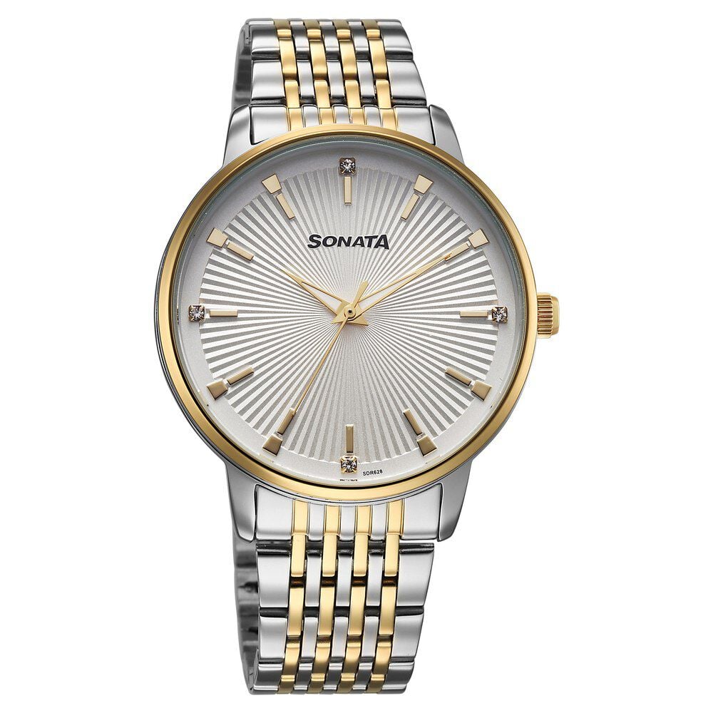 Sonata Eternia Quartz Analog White Dial Metal Strap Watch For Men image