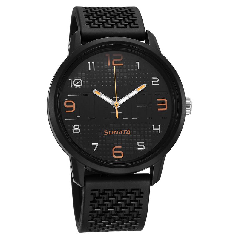 Buy Online Sonata Volt Quartz Analog Black Dial Polyurethane Strap