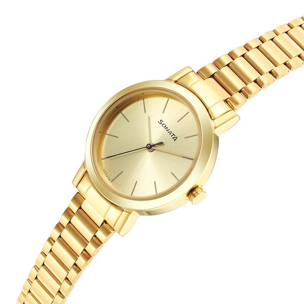 Sonata Essentials Champagne Dial Stainless Steel Strap Watch for Women - image number 2