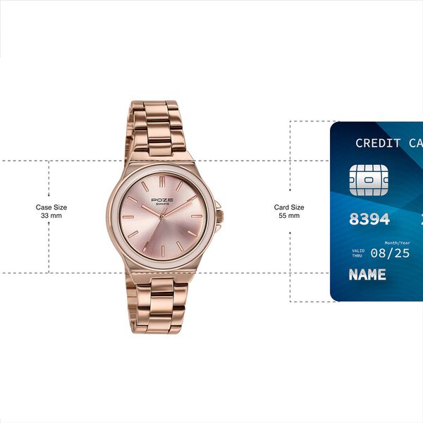 Sonata Poze Quartz Analog Pink Dial Rose Gold Colour Stainless Steel Strap Watch For Women - image number 3