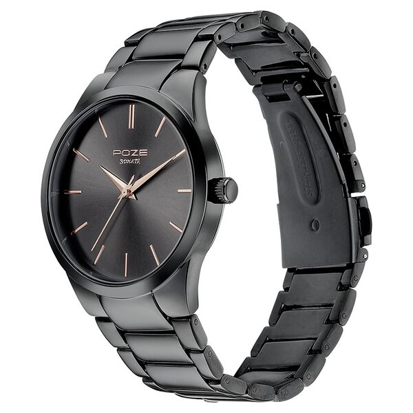 Sonata Poze Quartz Analog Black Round Dial Black Metal Strap Watch For Men - image number 3
