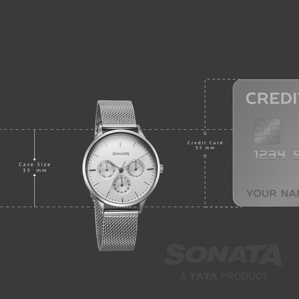 Sonata Festive Quartz Multifunction Silver Dial Metal Strap Watch For Women - image number 3