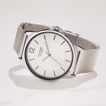 Sonata Poze Quartz Analog Silver Dial Silver Color Stainless Steel Strap Watch For Men
