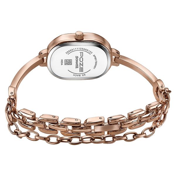 Poze By Sonata Quartz Analog Pink Dial Rose Gold Metal Strap Watch For Women - image number 6