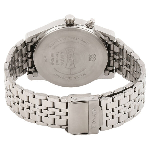 Sonata Quartz Analog Silver Dial Stainless Steel Strap Watch for Men - image number 2