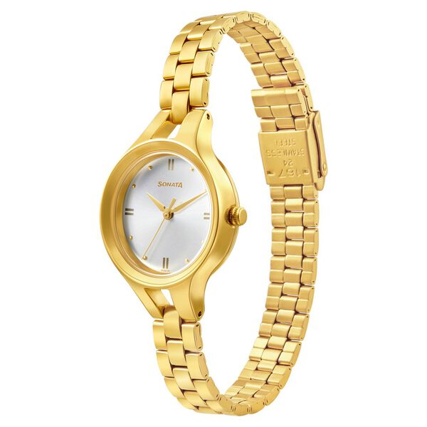 Sonata Gold Edit Silver Dial Women Watch With Stainless Steel Strap - image number 1