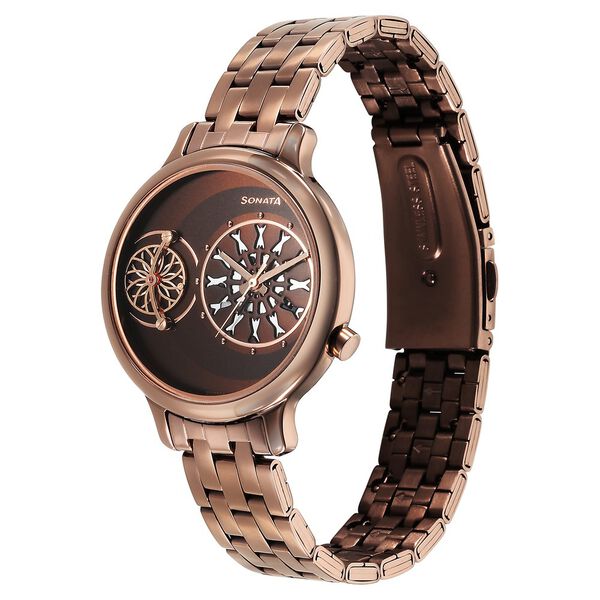Sonata Unveil Quartz Analog Brown Dial Metal Strap Watch for Women - image number 1