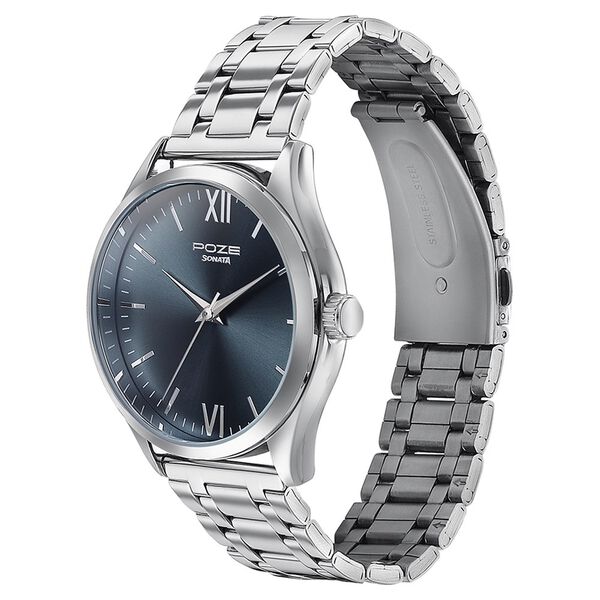 Sonata Poze Quartz Analog Blue Dial Metal Strap Watch for Men - image number 3