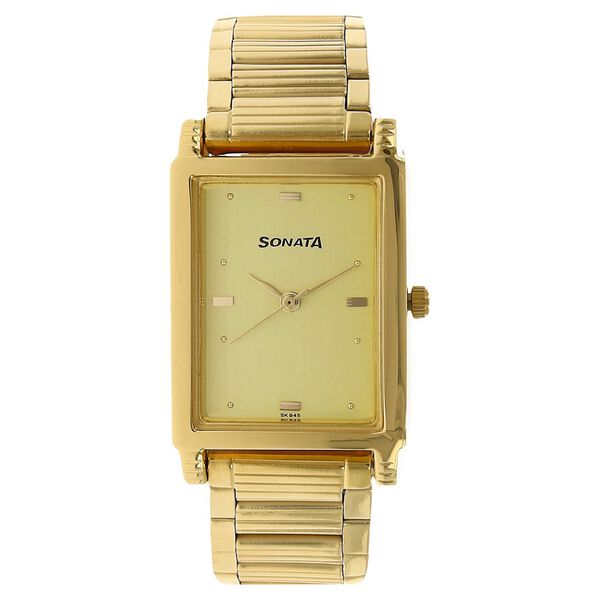 Sonata Quartz Analog Champagne Dial Metal Strap Watch for Men - image number 0