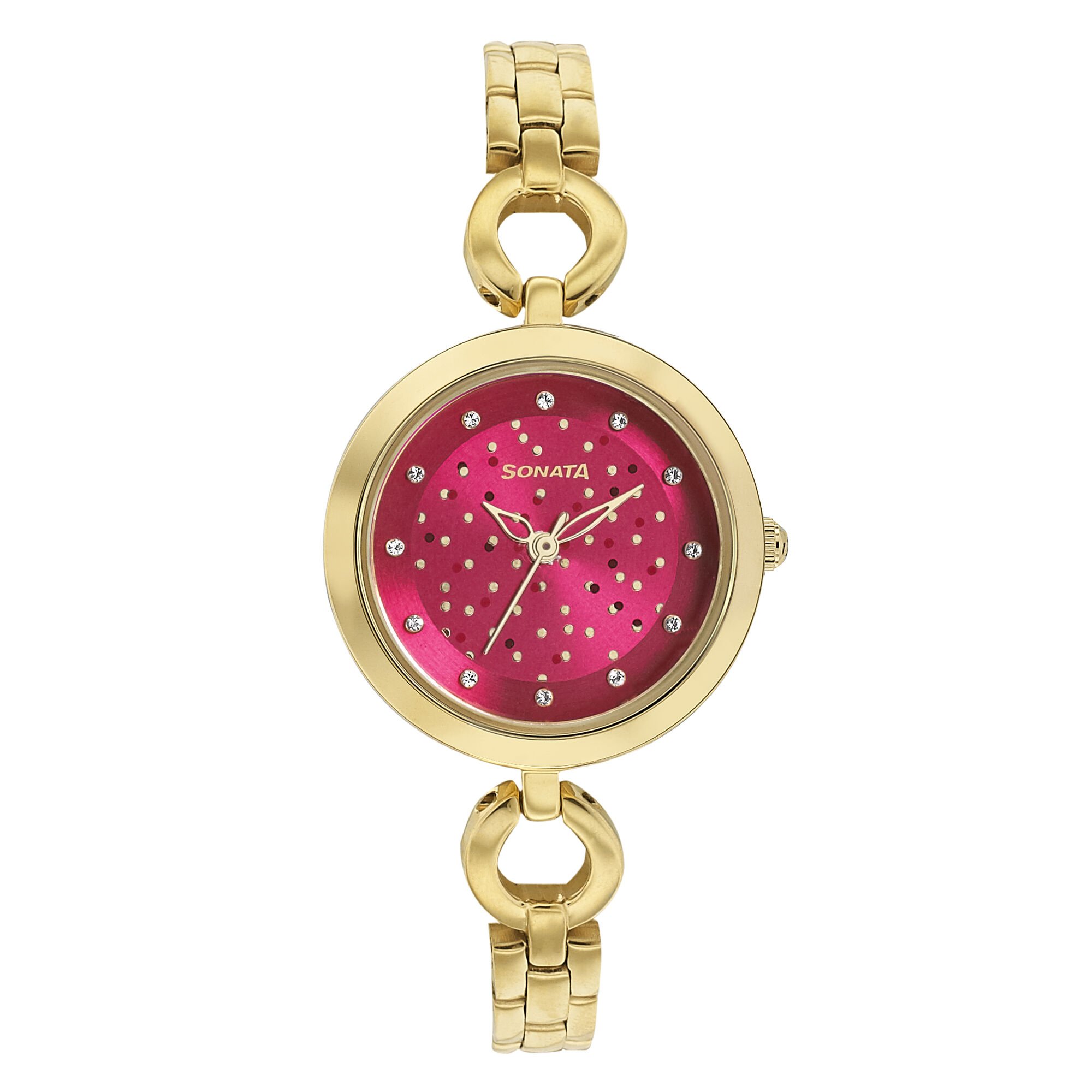 Buy Online Sonata Wedding Red Dial Women Watch With Stainless Steel Strap np8147ym06 Sonata