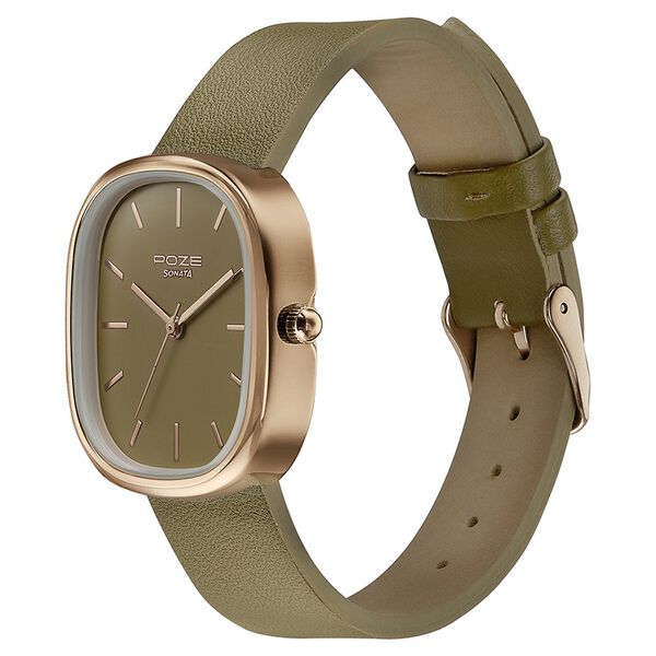 Sonata Poze Quartz Analog Brown Dial Leather Strap Watch for Women - image number 3