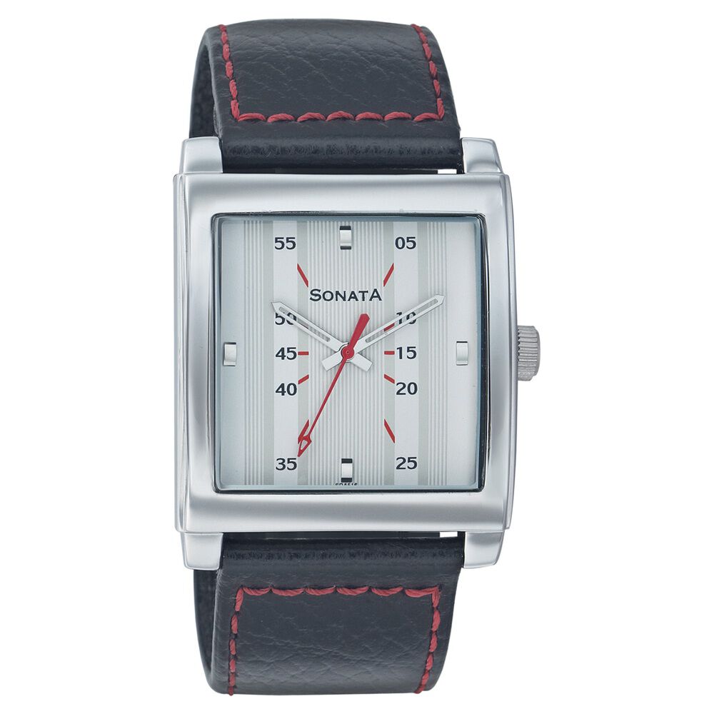 Buy Online Sonata Quartz Analog Silver Dial Strap Watch for Men