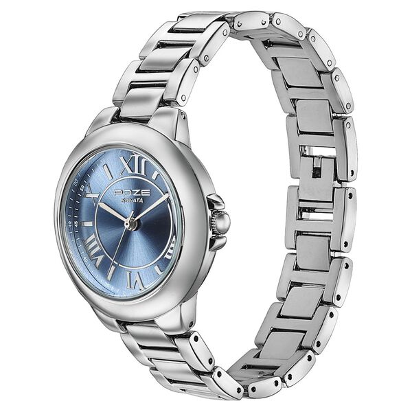 Poze By Sonata Quartz Analog Blue Dial Silver Metal Strap Watch For Women - image number 4