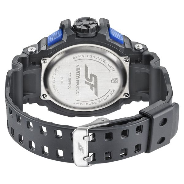 SF Quartz Analog Digital Black Dial PU Strap Watch for Men - image number 3