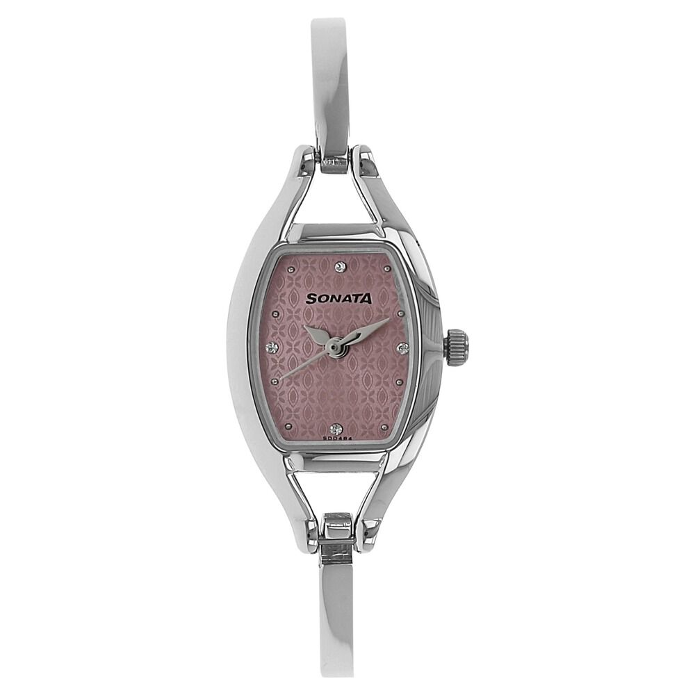 Buy Online Sonata Quartz Analog Pink Dial Metal Strap Watch for Women nl8114sm01 Sonata