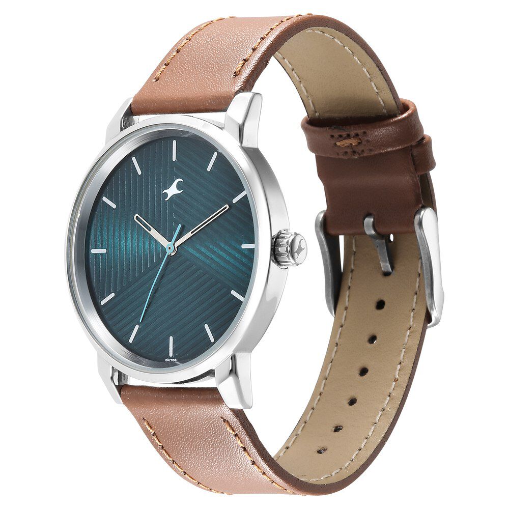 Fastrack Stunners Green Dial Leather Strap Watch for Guys
