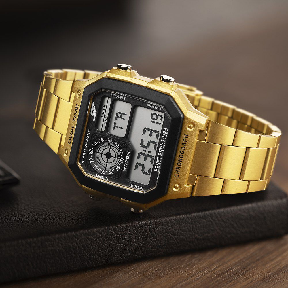 All metal digital hotsell watch