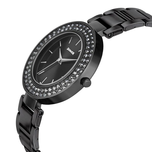 Sonata Blush It Up Black Dial Women Watch With Stainless Steel Strap - image number 3