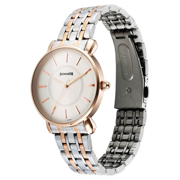 Sonata Wedding Quartz Analog Off White Dial Stainless Steel Strap Watch For Women - image number 2
