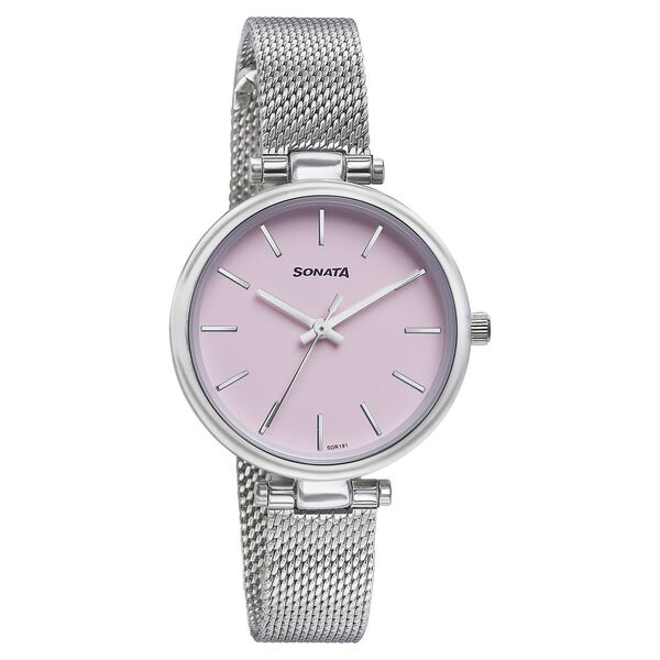 Sonata Wedding Quartz Analog Purple Dial Stainless Steel Strap Watch For Women - image number 1