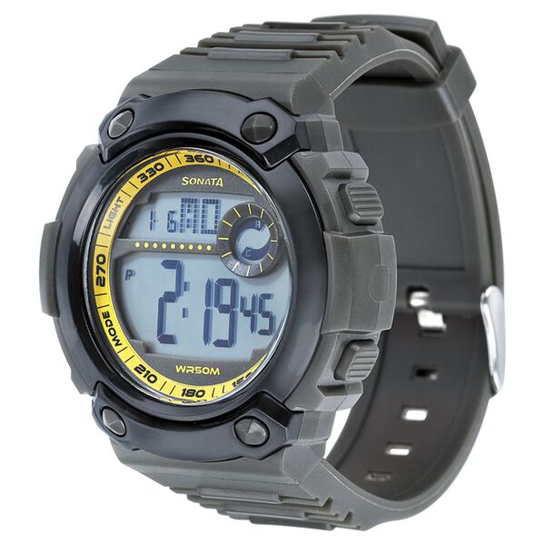 Sonata Digital Yellow Dial Plastic Strap Watch for Men - image number 0