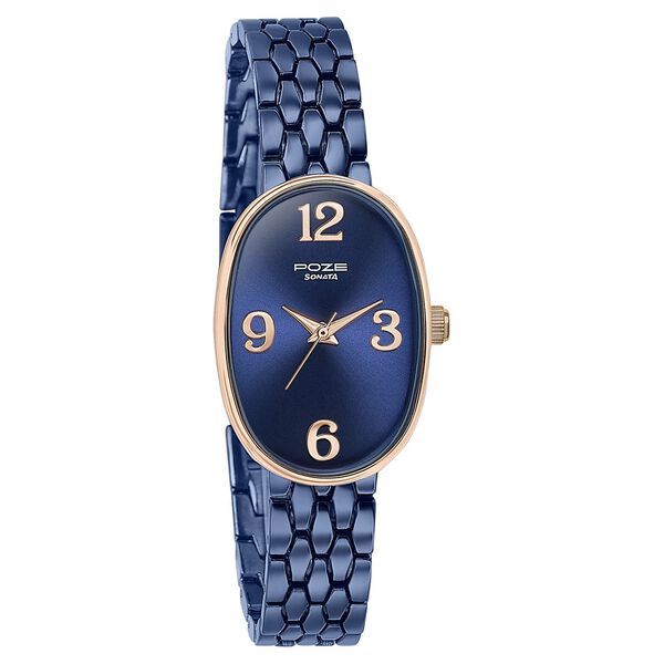 Sonata Poze Quartz Analog Blue Dial Metal Strap Watch For Women - image number 2