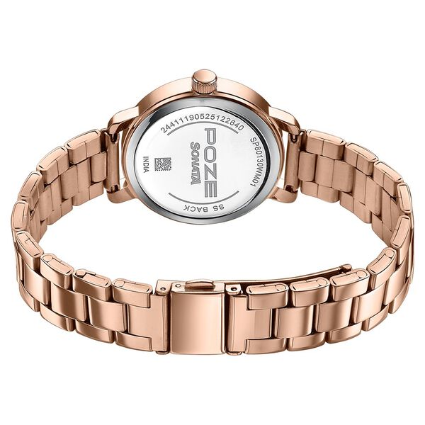 Sonata Poze Quartz Analog Mother of Pearl Dial Rose Gold Metal Strap Watch For Women - image number 6