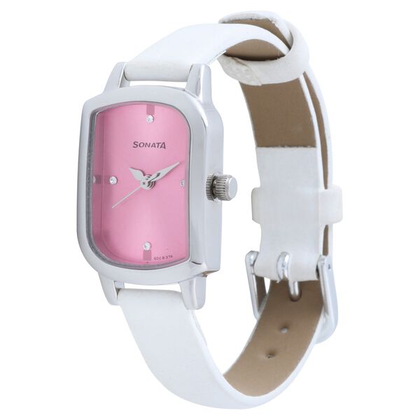 Sonata Quartz Analog Pink Dial Leather Strap Watch for Women - image number 1