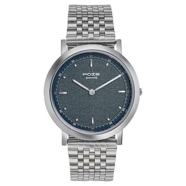 Sonata Poze Quartz Analog Blue Dial Metal Strap Watch for Men - image number 1