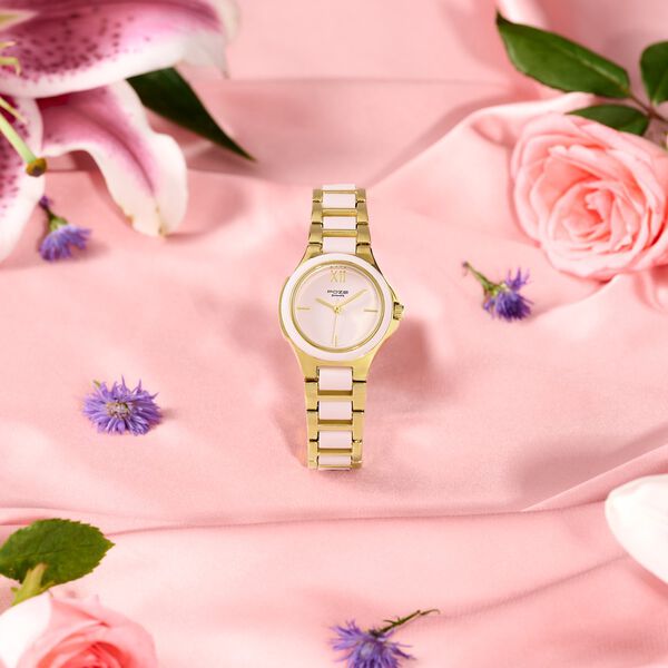 Poze By Sonata Quartz Analog Pink Dial Two Toned Metal & Plastic Strap Watch For Women - image number 0