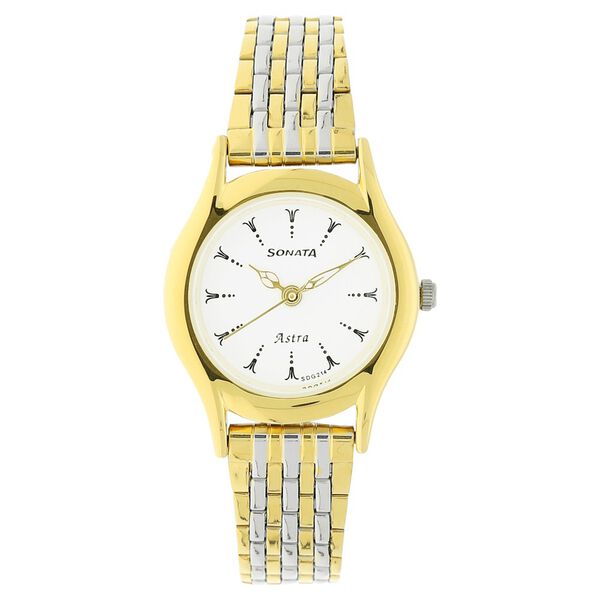 Sonata Quartz Analog White Dial Stainless Steel Strap Watch for Women - image number 0