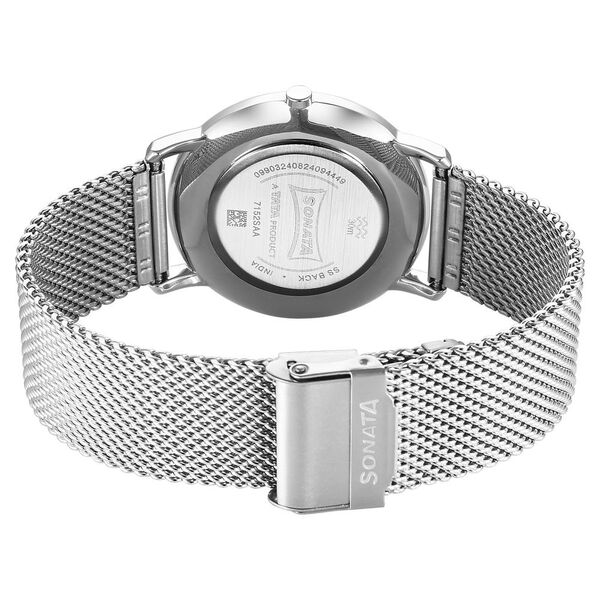 Sonata Sleek Quartz Analog White Dial Silver Stainless Steel Strap Watch For Men - image number 3