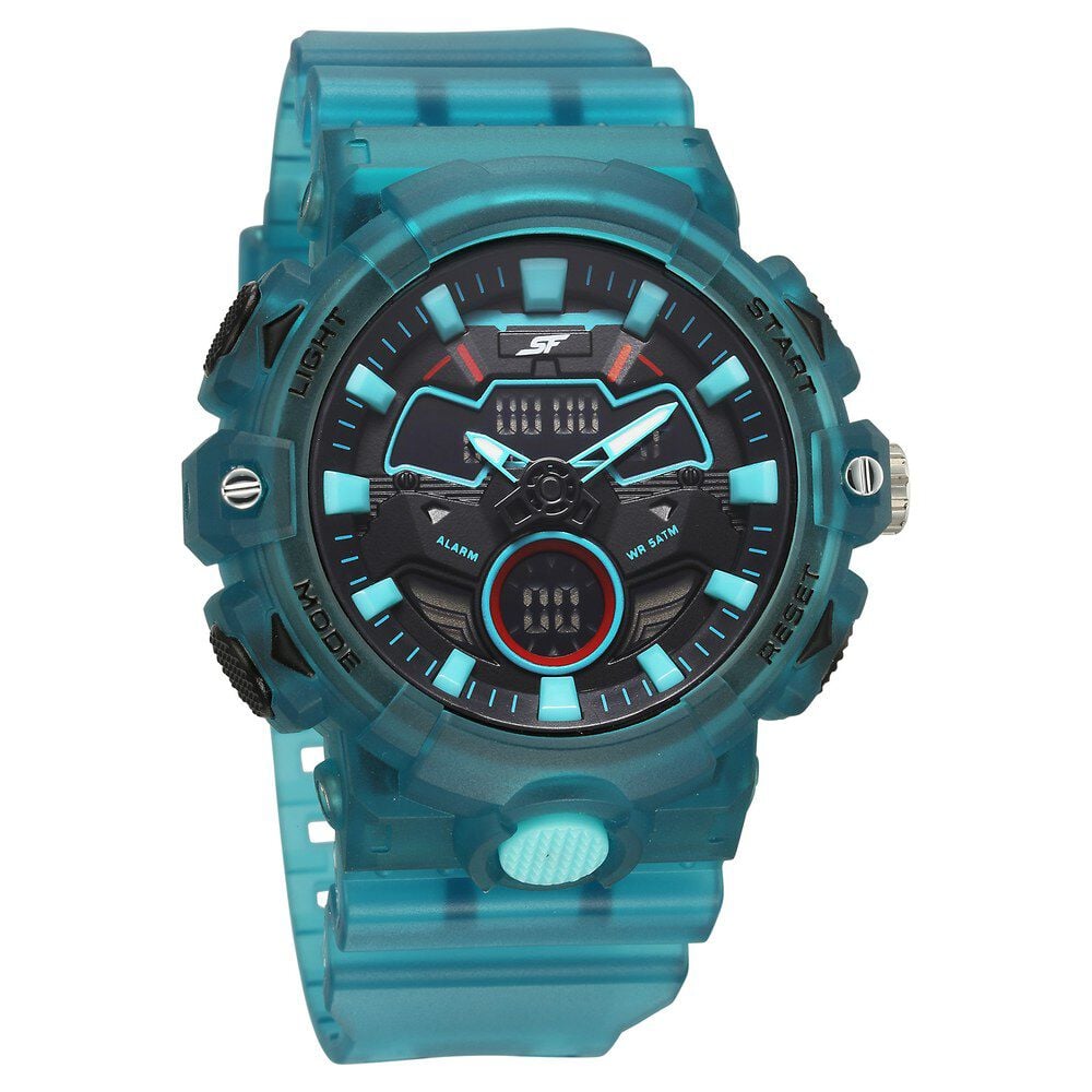 sonata SF Analog Digital blue translucent strap and black dial with blue highlights Watch For Men-picture-27