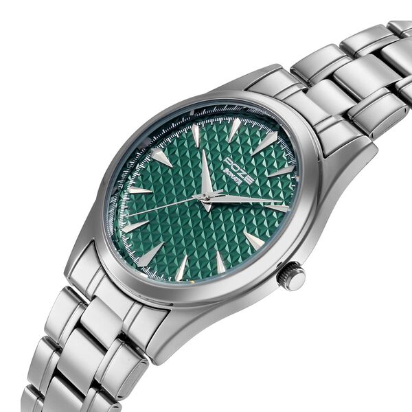 Poze By Sonata Quartz Analog Green Dial Silver Metal Strap Watch For Men - image number 4