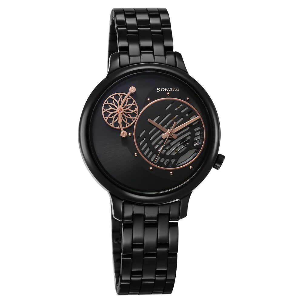 Sonata analog black dial women's hotsell watch