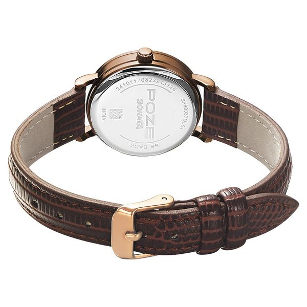 Poze by Sonata Quartz Analog Brown Dial PU Leather Strap Watch for Women - image number 4