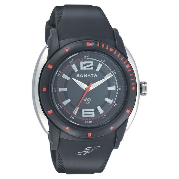 Sonata Quartz Analog Black Dial Strap Watch for Men - image number 0