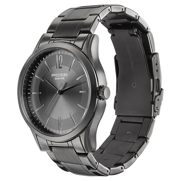 Sonata Poze Quartz Analog Grey Dial Metal Strap Watch for Men - image number 3
