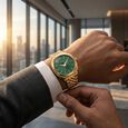 Sonata Vector Green Textured Dial Gold-Tone Bracelet Watch for Men - image number 7