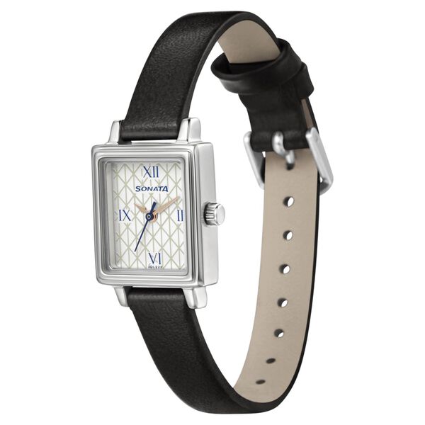 Sonata Workwear White Dial Women Watch With Leather Strap - image number 1