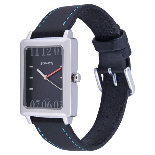 Sonata Quartz Analog Black Dial Leather Strap Watch for Men - image number 1
