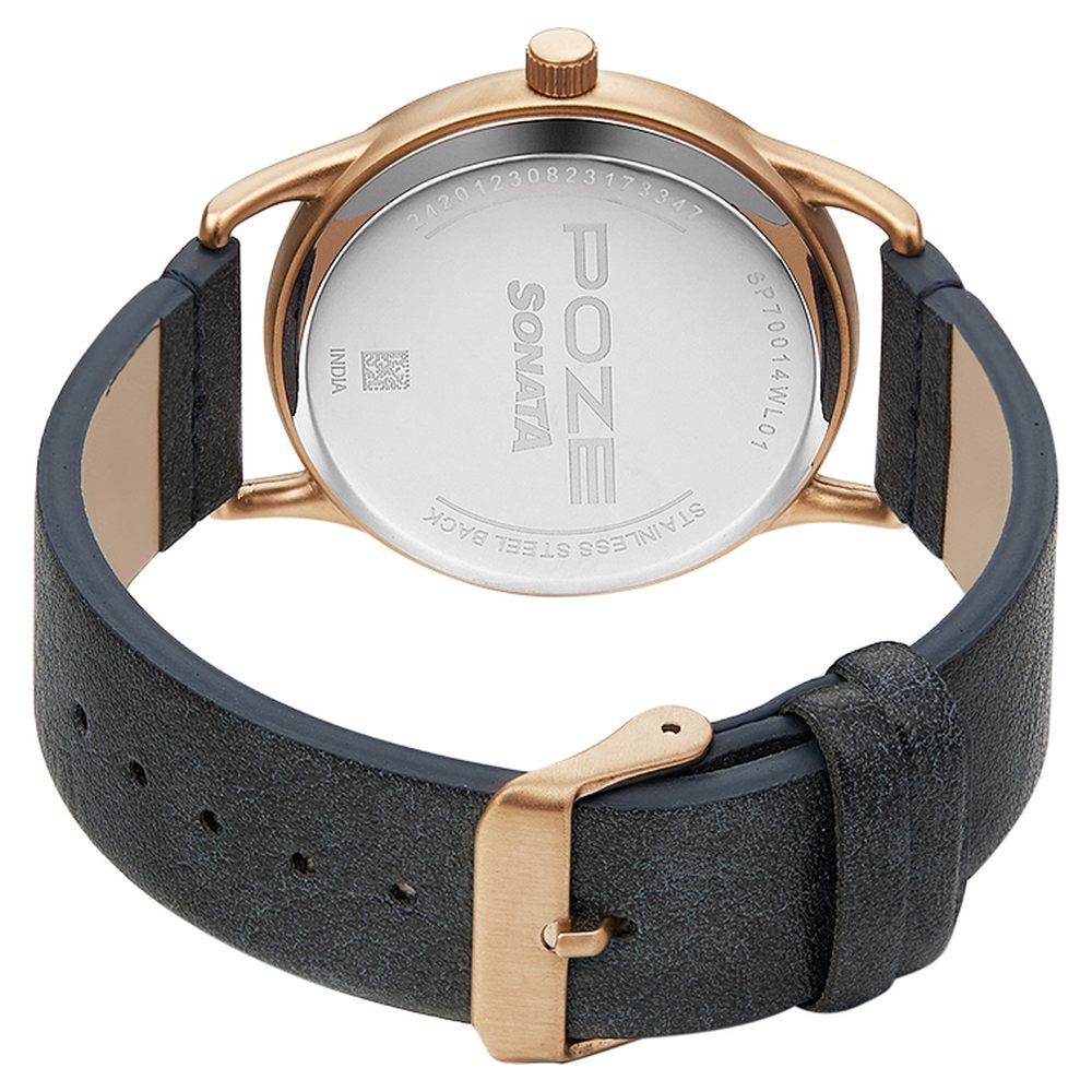 Poze by Sonata Quartz Analog Silver Dial PU Leather Strap Watch for Men