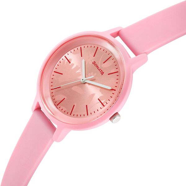 Sonata Splash Quartz Analog Pink Dial Plastic Strap Watch for Women - image number 1