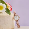 Poze Poze Quartz Analog White Dial Rose Gold Metal Strap Watch For Women - image number 0